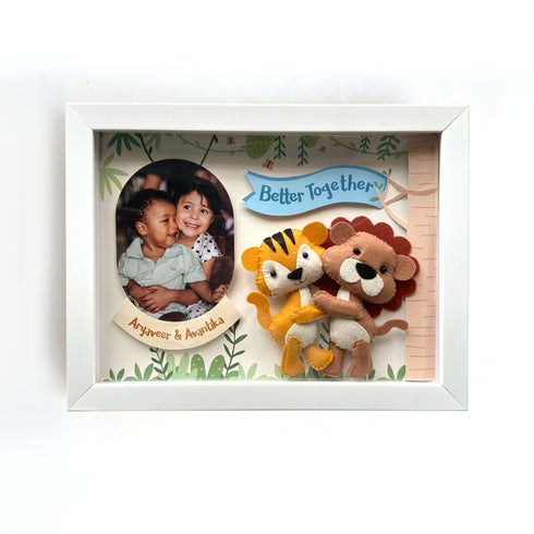 Better Together Siblings Shadow Box Frame - Jungle Animals